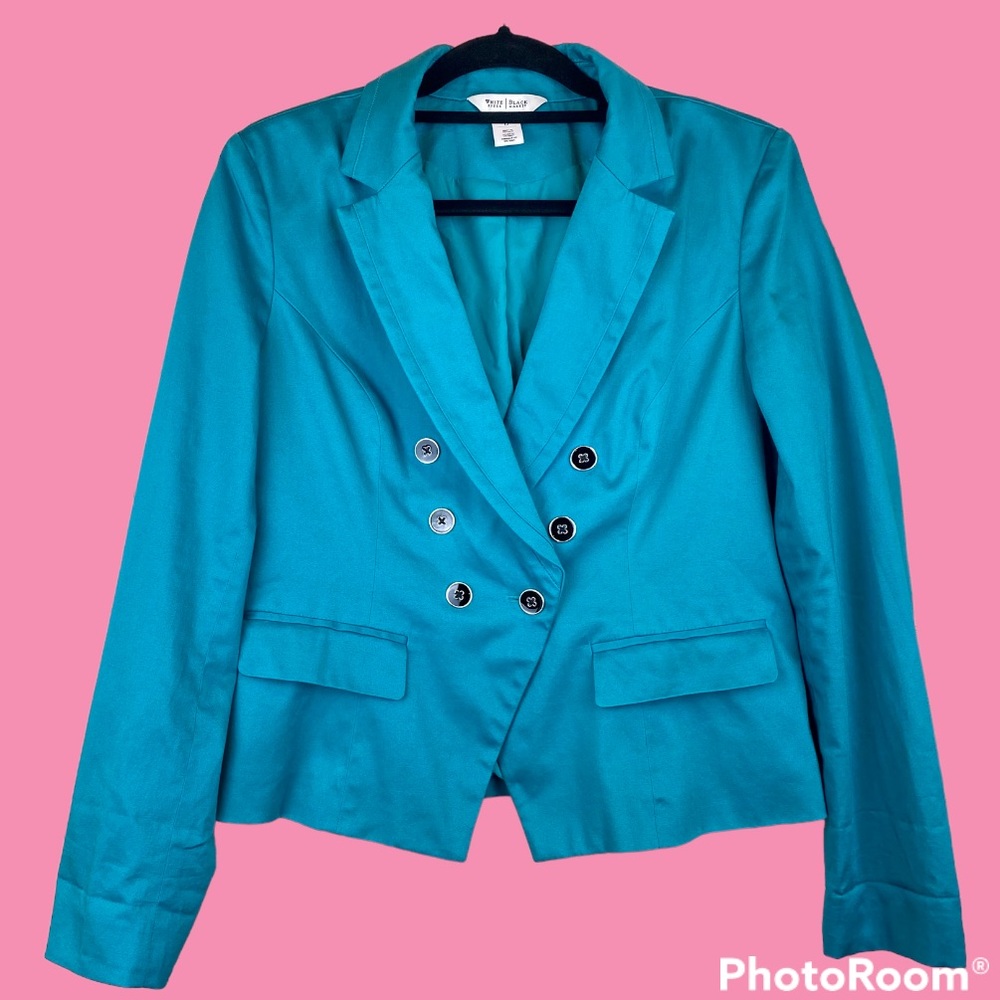 WHBM Turquoise Blue Blazer Button up Size L or 12